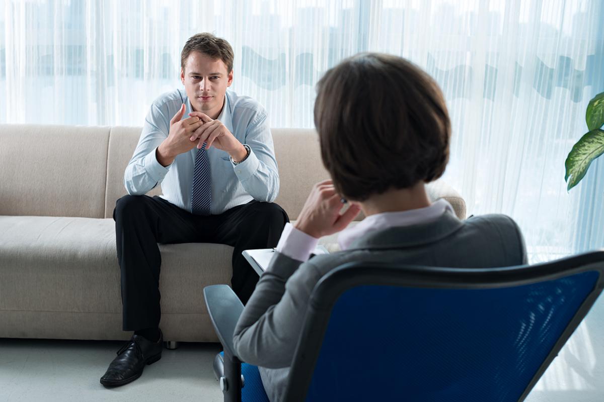Patient has private conversation with psychiatrist.