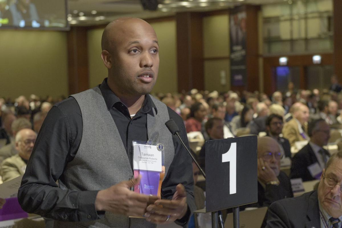 Dr. Tamaan Osbourne-Roberts comments at AMA Annual Meeting.