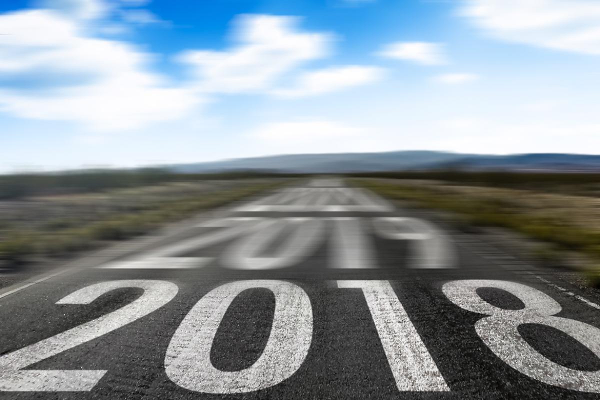 Road with 2018 painted across the surface. 