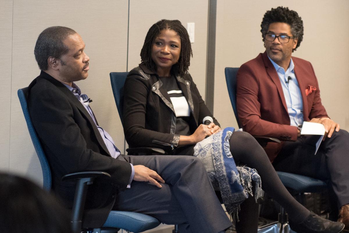 Paul Jones, MD, Tochi Okwuosa, DO, and LaMar Hasbrouck, MD at AMA discussion panel.
