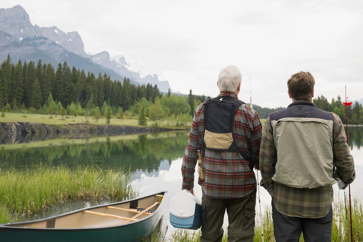 Two men on a lake