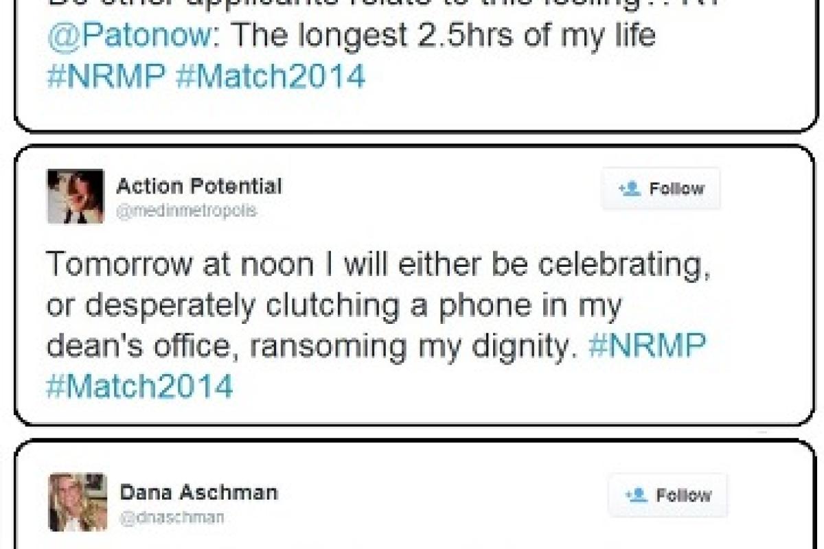 Tweets from from NRMP and med students